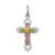 Image of Rhodium-Plated Sterling Silver Polished Epoxy Yellow-Finish Cross Pendant QC7922