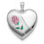 Image of Rhodium-Plated Sterling Silver Satin, Enameled, Shiny-Cut Rose Locket Pendant