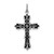 Image of Rhodium-Plated Sterling Silver w/ Black Epoxy Cross Pendant