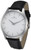 Rougois Gentry Series White Dial Watch with Black Faux Leather Band