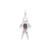 Image of Simulated February Birthstone Boy Pendant Rhodium Plated Purple CZ 925 Sterling Silver - LIMITED STOCK