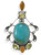 Simulated Turquoise with Multistone Ornate Slide 925 Sterling Silver - LIMITED STOCK