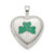 Image of Sterling Silver 16mm Green Enamel Clover Heart Locket Pendant