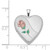 Image of Sterling Silver 20mm Satin, Enameled, Shiny-Cut Floral Heart Locket Pendant