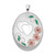 Image of Sterling Silver 26mm Enameled, Shiny-Cut Floral & Heart Oval Locket Pendant