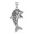 Image of Sterling Silver Black & White CZ Dolphin Pendant