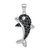 Image of Sterling Silver Black & White CZ Dolphin Pendant