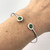 Sterling Silver Cuff Bracelet with Natural Untreated Nephrite Jade & CZ Tips