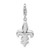 Sterling Silver CZ Polished Fleur de Lis with w/ Lobster Clasp Charm