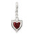 Sterling Silver Dark Red CZ Heart 1/2in Dangle Enhancer Bead
