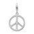Sterling Silver Large Polished Peace Sign w/ Lobster Clasp Charm