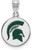 Image of Sterling Silver Michigan State U Medium Enamel Disc Pendant by LogoArt SS077MIS