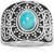 Image of Sterling Silver Oxidized Beaded Design Simulated Turquoise Ring