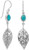 Image of Sterling Silver Oxidized Simulated Turquoise and Leaf French Wire Earrings