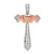 Image of Sterling Silver Polished Rose Gold-Plated Mom CZ Cross Pendant
