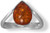 Image of Sterling Silver Polished Sterling Silver "V" with Pear Amber Ring Image of Sterling Silver Polished Sterling Silver "V" with Pear Amber Ring