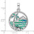 Image of Sterling Silver Rhodium-Plated Blue Lab-Created Opal Palm Tree Ocean Pendant