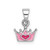 Image of Sterling Silver Rhodium-plated Childs Enameled Pink Crown Pendant