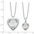 Image of Sterling Silver Rhodium-plated Cross & Flowers Enamel Heart Locket & Pendant Set