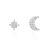 Image of Sterling Silver Rhodium-plated CZ Moon and Star Stud Earrings