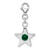 Sterling Silver Rhodium-plated CZ Simulated May Birthstone Star Charm
