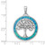 Image of Sterling Silver Rhodium-plated Lab-Created Opal Circle w/ Tree Pendant 5130