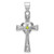Image of Sterling Silver Rhodium-Plated Peridot Heart Cross Pendant