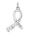 Sterling Silver Rhodium-Plated Pink CZ Hope Awareness Ribbon Charm