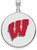 Image of Sterling Silver University of Wisconsin XL Enamel Disc Pendant by LogoArt