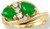 Image of Sz 6.5 Pear-Shape Natural Green Jadeite Jade .12ctw Diamond 14K Yellow Gold Ring
