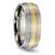 Titanium Ridged Edge w/ 14K Yellow Gold Inlay 8mm Brushed/Polished Band Ring
