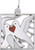 Two Turtle Doves Charm w/ White & Red Enamel (Choose Metal) by Rembrandt