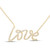Image of 10kt Yellow Gold Womens Round Diamond Love Fashion Necklace 1/4 Cttw
