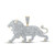 Image of 14kt Yellow Gold Mens Round Diamond Lion Charm Pendant 5-1/2 Cttw