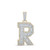 Image of 10kt Two-tone Gold Mens Baguette Diamond R Initial Letter Charm Pendant 2 Cttw