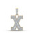 Image of 10kt Two-tone Gold Mens Baguette Diamond X Initial Letter Charm Pendant 2 Cttw