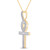 Image of 10kt Yellow Gold Mens Baguette Diamond Ankh Cross Charm Pendant 1-5/8 Cttw