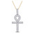 Image of 10kt Yellow Gold Mens Baguette Diamond Ankh Cross Charm Pendant 1-5/8 Cttw
