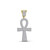 Image of 10kt Yellow Gold Mens Round Diamond Ankh Cross Charm Pendant 1-1/2 Cttw