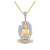 Image of 10kt Yellow Gold Mens Round Diamond Buddha Hand Charm Pendant 1-3/4 Cttw