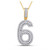 Image of 10kt Yellow Gold Mens Round Diamond Number 6 Charm Pendant 1-5/8 Cttw