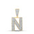 Image of 10kt Two-tone Gold Mens Round Diamond Initial N Letter Charm Pendant 7/8 Cttw