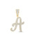 Image of 10kt Yellow Gold Mens Round Diamond A Initial Letter Charm Pendant 1 Cttw