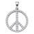 Image of 14kt White Gold Womens Round Diamond Peace Sign Circle Pendant 3/4 Cttw