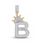 Image of 10kt Yellow Gold Mens Baguette Diamond Crown B Letter Charm Pendant 1 Cttw
