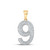 Image of 10kt Yellow Gold Mens Round Diamond Number 9 Charm Pendant 5/8 Cttw