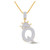 Image of 10kt Yellow Gold Mens Baguette Diamond Crown Q Letter Charm Pendant 3/4 Cttw