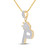 Image of 10kt Yellow Gold Mens Baguette Diamond Crown P Letter Charm Pendant 5/8 Cttw