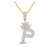 Image of 10kt Yellow Gold Mens Baguette Diamond Crown P Letter Charm Pendant 5/8 Cttw
