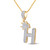 Image of 10kt Yellow Gold Mens Baguette Diamond Crown H Letter Charm Pendant 5/8 Cttw